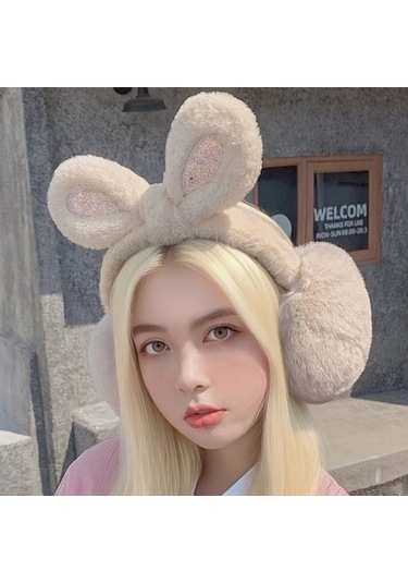 Elmpaly Tooth Pink 1 Adet Peluş Tavşan Kulaklık Yumuşak Esnek Parıltılı Kışlık Hafif