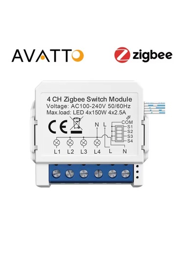Avatto Tuya 4ch Zigbee Anahtar 4 Kanal Zigbee Röle 1 ADET