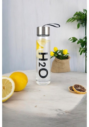 H2o Borosilikat Metal Kapaklı Cam Matara 450 Ml C1-1-18