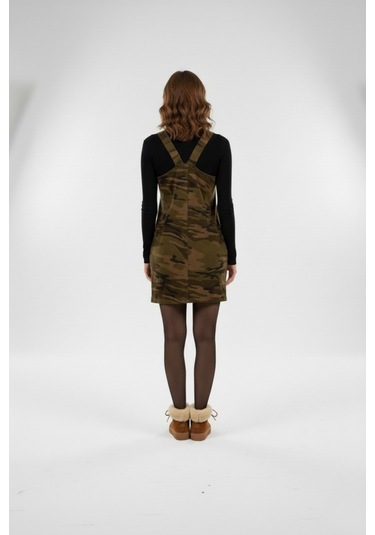 Shevega Kadın Siyah Kamuflaj Bahcevan Kısa Elbise Siyah