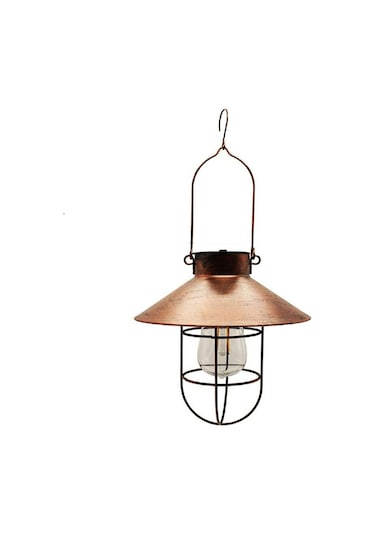 Dofolink Siyah Güneş Enerjili Dış Mekan Lambası - 18cm Çapı Demir Çelik Vintage Akşam Lambası, Su Geçirmez Bahçe Balkon Kamp Manzarası Avize Çoban Kancası Seti Beyaz