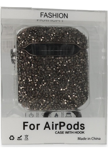 Airpods Uyumlu, 2 2.nesil Mira Taşlı Kılıf - Siyah