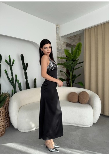 The İstanbul Shany İp Askılı Elbise Siyah