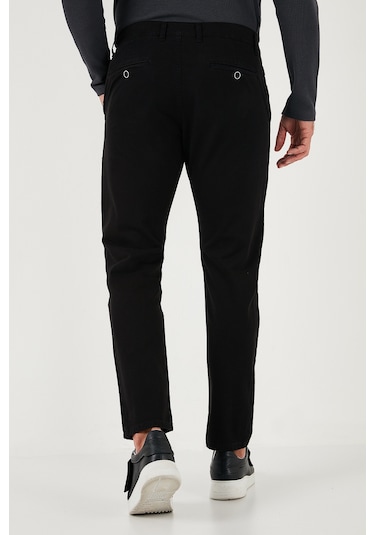 Buratti Streç Pamuklu Slim Fit Normal Bel Boru Paça Erkek Pantolon 674003 Siyah