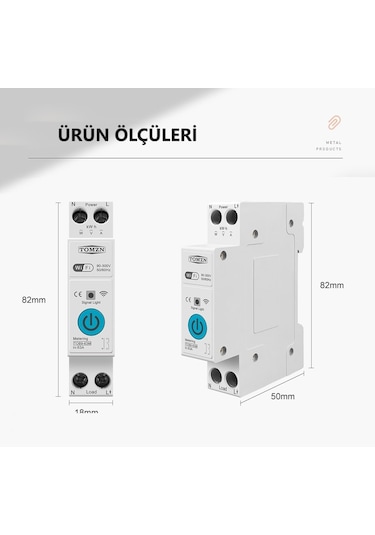 Tomzn WiFi Özellikli Akıllı Sigorta Dahili Enerji Ölçerli Zaman Rölesi 63A