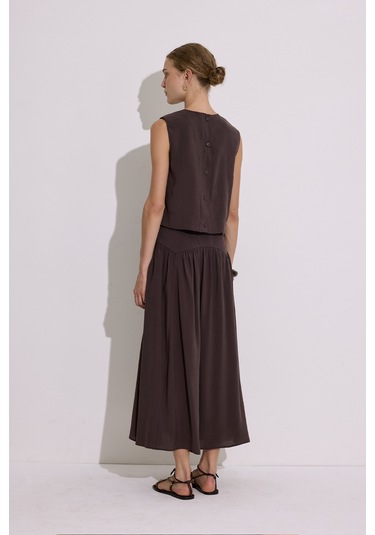 Modal Kolsuz Kısa Bluz Acı Kahve Acı Kahve