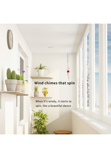 Tenfowee Paslanmaz Çelik Ve Kristal Küreli Dekoratif Rüzgar Çanı Asılı Aksesuar - Kırmızı