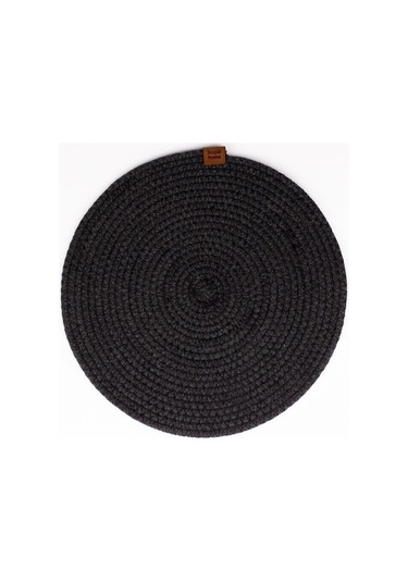 Koyu Gri Hasır Supla Amerikan Servis Şık Çeyiz Takımı Örgü Sunum Tabak Altlığı Koyu Gri