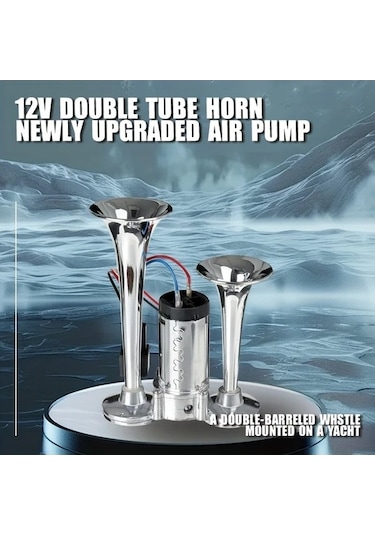 Pazly Silvery 12v Çift Boru Araba Kornası Elektrikli Pompa - Tüm 12v Araçlar İçin