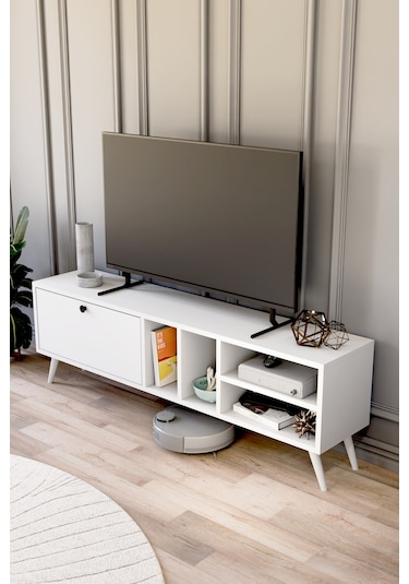 Buka Tv Sehpası, Tv Standı, Televizyon Ünitesi Beyaz