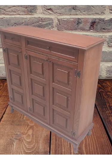 Bengi Ayakkabılık Kareli Çok Amaç Model Parlak Ceviz 3 Kapaklı