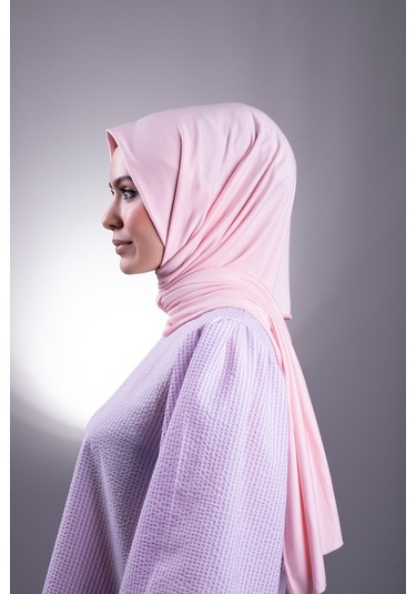 Pudra Düz Klasik Şal Viskon Kumaş Likralı Penye 202101_06 Pudra