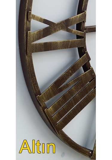 Ferforje Duvar Saati Otantik 5510 Bg Altın Eskitme 55Cm 3Boyutlu Altın
