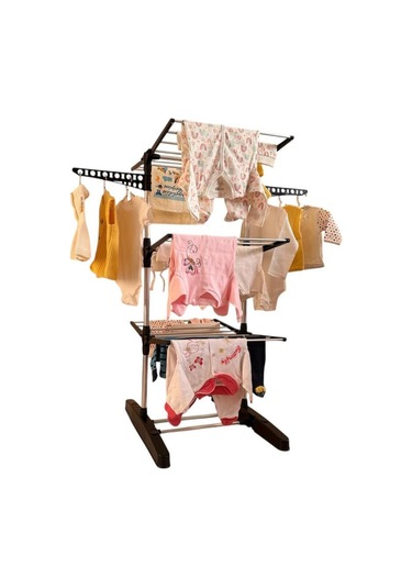 3 Katlı Bebek Çamaşır Kurutma Askısı Siyah
