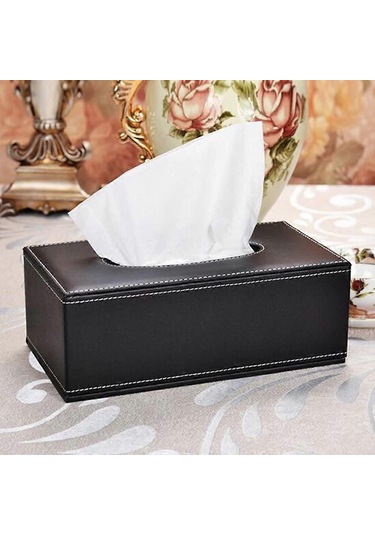 Yüz Mendili Kutusu Yüksek Kaliteli Pu Deri Mendil Kutusu - 25,5 14 9,5 Cm