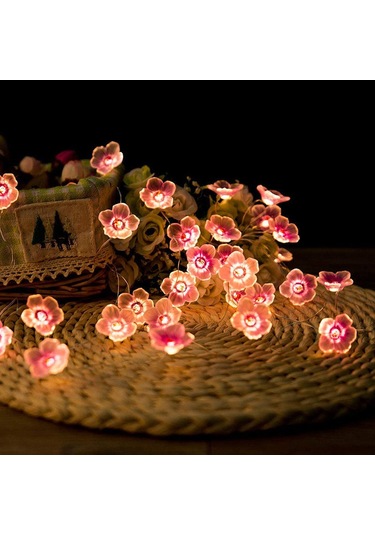 30 Led Pembe Kiraz Çiçeği Işıkları Noel Yatak Odası Halkası Bakır Telli Işık Dizisi Avlu Dekorasyonu Renkli Işık Dizisi