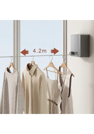 Ganzhoushop Geri Çekilebilir Çamaşır Askısı Paslanmaz Çelik Çamaşır Askısı İç Ve Dış Mekan Kullanımı İçin Duvar Askısı Havlu Kurutma Askısı Beyazsiyah Çok Renkli