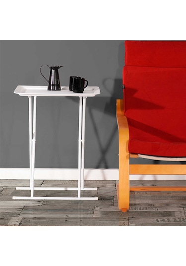 Adore Mobilya Handy Mate Katlanabilir Tepsili Sehpa Beyaz
