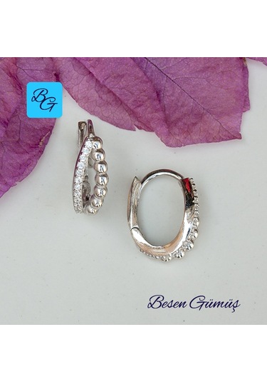 Zirkon Taşlı Toplu Halka Küpe Gümüş