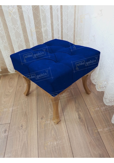 Kapitoneli Makyaj Pufu Ayak Ucu Puf Gold Ayak 45 45 Lacivert