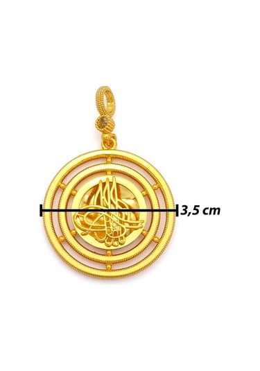 Altın Kaplama İmitasyon Ajda Desenli Tuğralı Küçük Boy Kolye Ucu Tgr-734 Altın