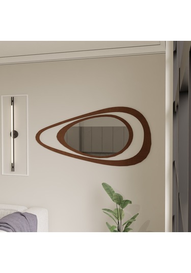 Dekoratif 2 Parçalı Lüks Pleksi Aynalı Duvar Dekoru Kahverengi