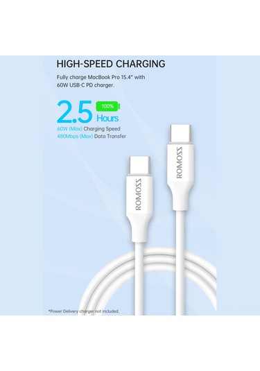 Suofeng Romoss Cb3211 Hızlı Şarj Ve Veri Transfer Kablosu, 1m Uzunluk, Dayanıklı Tpe Malzeme, Dolaşmaz Düz Tasarım