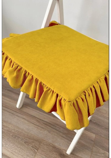 Fırfırlı Sıvı & Leke Itici Iskandinav Sandalye Minderi Güneş Sarı Diğer