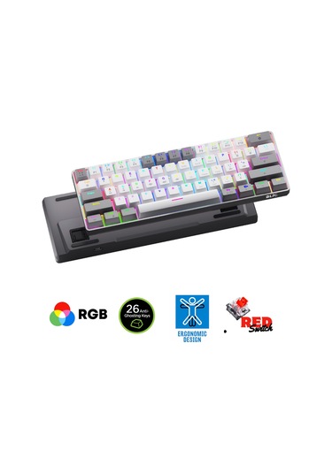 T60 Max Pro Türkçe Q Mini Rgb Red Switch App Uygulamalı Antighosting Mekanik Gaming Oyuncu Klavyesi