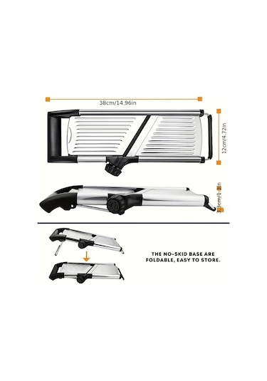 Dashanshop Paslanmaz Çelik Sebze Ve Patates Dilimleyici With Brush Beş Ayarlanabilir Bıçak Boyutu Profesyonel Mandolin Dilimleyici Ve Soğan Rendesi 1 Parça