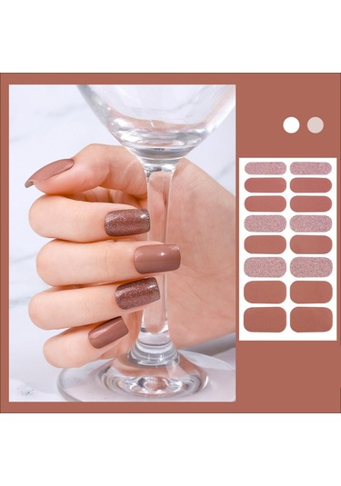 Suntek Tırnak Törpüsü + Yapıştırma Oje Çıkartmaları Kahverengi 16'lı
