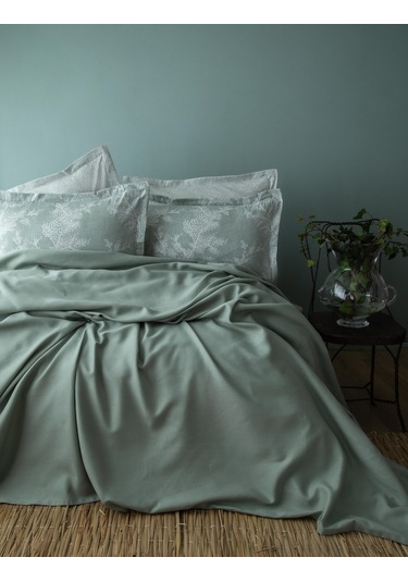 Tek Kişilik Tanya Adaçayı Nevresimli Bambu Pike Takımı Adaçayı