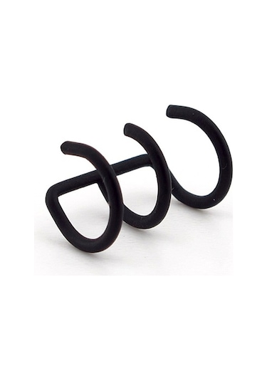 Mat Siyah Renkli Earcuff Kulak Kelepçesi Üçlü Sarmal Ex086 Siyah