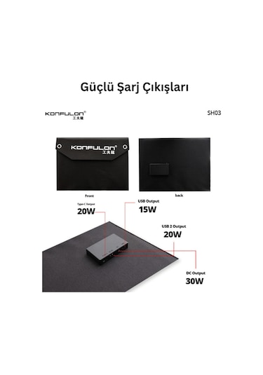 Taşınabilir Güneş Paneli Katlanabilir 30w 18v 1.66a Pv Modülü Güç İstasyonu Üç Yüzlü Monokristal Güneş Pili