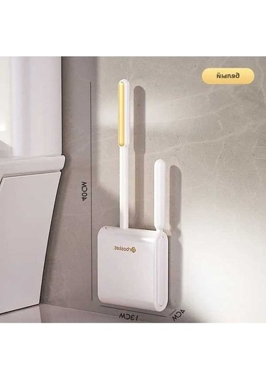 Didadodo Bpratik Vantuzlu Silikon Tuvalet Fırçası/b Ve Temizlik Sıvısı İle Hijyenik Banyo Seti Beyaz Beyaz