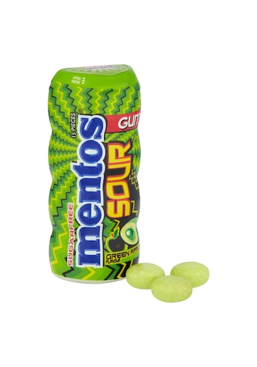 Mentos Sour Yeşil Elma Aromalı Şekersiz-tatlandırıcılı Ekşi Draje Sakız 2 x 30 G