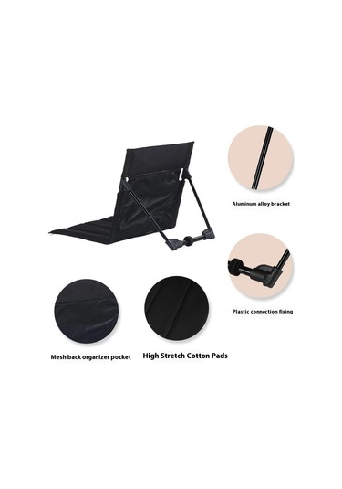 Taşınabilir Açık Katlanır Şezlong Bahçe Parkı Çim Tembel Sırtlı Siyah