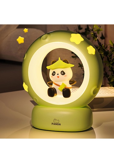 Suntek Çocuklar Gece Lambası Kreş Lambası, Dokunun Kontrol Yeşil Panda Çok Renkli
