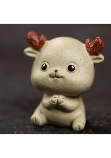 Lijinxu Mini Geyik Heykeli Çay Severler Hediye El 4.8x3.7x5.3cm