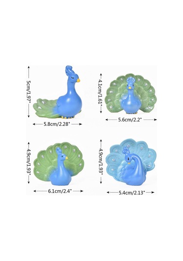 Mini Tavus Kuşu Minyatür Figürleri Sevimli Tavus Kuşu Mikro Peyzaj Dekoru Masaüstü Süsü El Sanatları Peri Bahçesi Aksesuarları Ev Dekoru No 4