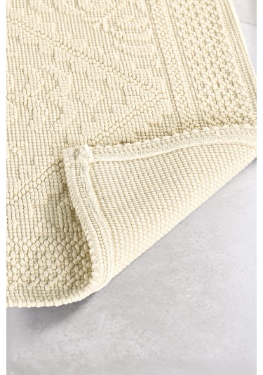 Soley Violeta 2'li Banyo Paspas Seti Kaymaz Taban %100 Pamuk 60x100 - 50x60 Cm Ekru