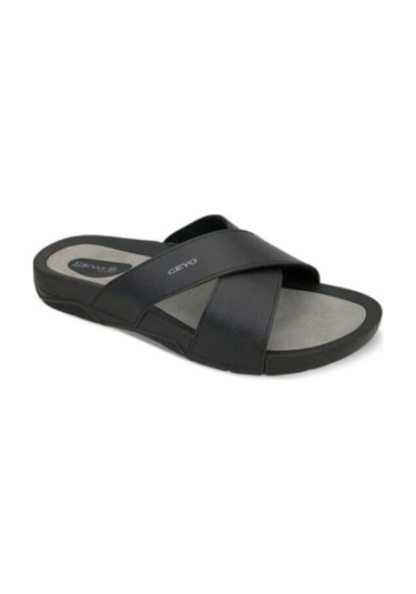 Ceyo 9877 Erkek Çapraz Anatomik Terlik Siyah