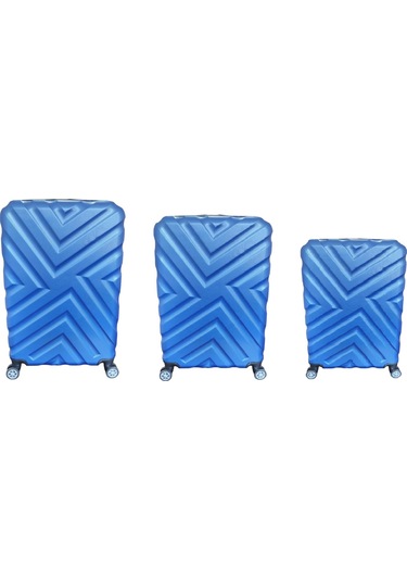 %100 Abs Kullanışlı Renkli 3'lü Set Valiz Lacivert