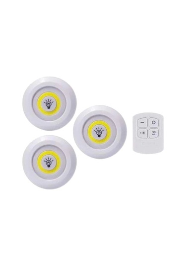 Bfs Led Lamba 3'lü Uzaktan Kumandalı Yapışkanlı Çok Renkli