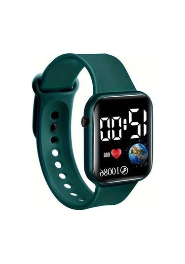 Trendooze Gaojunshop01 Beyaz Dijital Saat, Yeşil Silikon Kordon, Fitness Ve Günlük Kullanım Yeşil