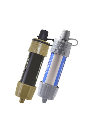 Mufunye 2'li Paket Dışarıda Kullanım Su Filtre Pipeti, Temiz Su Sağlama, Kamp/hiking İçin, Asker Yeşili+gri, 480ml Su Çantası İle