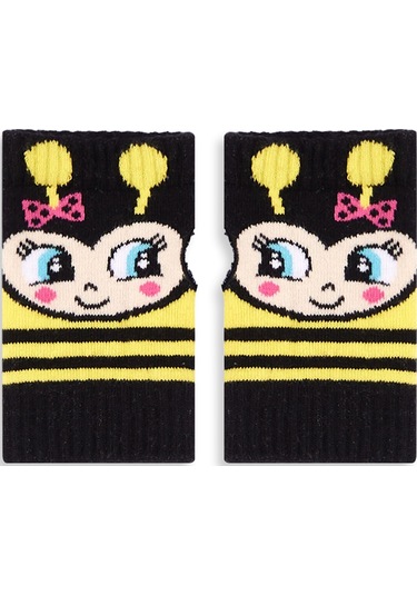 Denokids Arılar Kız Çocuk Parmaksız Eldiven Renkli