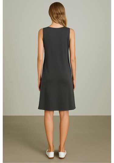 Modal Kumaş Rahat Kalıp Basic Günlük Elbise Antrasit