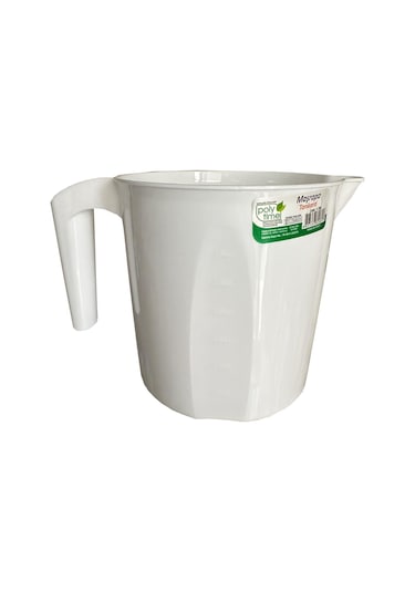 Polytime Plastik Beyaz Ölçekli Maşrapa - 1.5 Litre Beyaz