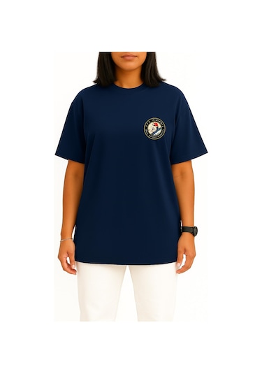 Bahriyeli Collection Oversize Tcg Pirireis Dalgalar Arası Cep Ve Sırt Baskılı Unisex T-shirt Lacivert